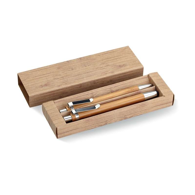 BAMBOOSET - Coffret stylo et crayon en bam - Parure de stylos à prix grossiste